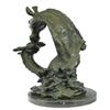 Image 3 : African Giraffe With Cub Bust Bronze Sculpture