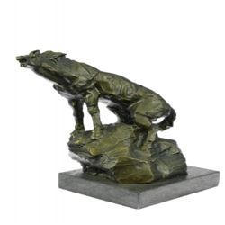 Stallion Horse on Rock Bronze Statue