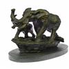 Image 2 : Mother and Child African Elephant Animal Kingdom Barye Bronze Sculpture Statue