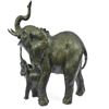 Image 3 : Elephant with Baby Wildlife Bronze Sculpture on Marble Base Statue