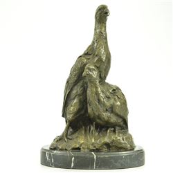 Two Baby Eagles Bronze Sculpture