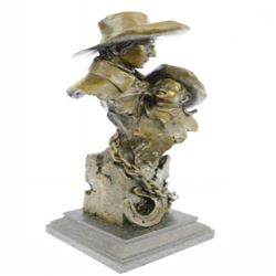 Just Like Papa Western Cowboy Boy Bronze Sculpture