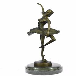 Ballerina Dancer Bronze Figurine on Marble Base Statue