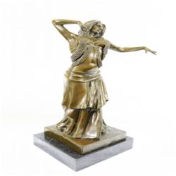 Belly Dancer Bronze Sculpture on Marble Base Figure