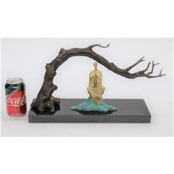 Artwork Tree of Life Meditation Buddha Bronze Sculpture