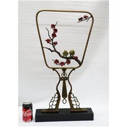 Two Love Bird with Flowers on a Tree Branch Bronze sculpture