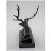 Image 4 : Special Patina Moose Wildlife Edition Bronze Sculpture on Marble Base Figurine