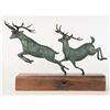 Image 3 : Two Running Stag Reindeer Bronze Statue
