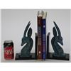 Image 2 : Two Gazelle Wildlife Bookends Bronze Sculpture