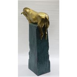 Abstract Modern Art work Sitting Stallion Bronze Sculpture