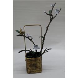 Vase Love Bird an Jasmine Branch Bronze Sculpture
