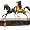Image 1 : Two Galloping Horses Hand Painted Bronze Sculpture
