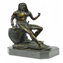 Nude Native American Warrior Bronze Statue
