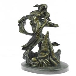 Sexy Nude Woman Swirl in Fabric Bronze Sculpture