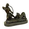 Image 1 : Man With Bow and Arrow Striking Lion Bronze Sculpture