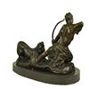 Image 2 : Man With Bow and Arrow Striking Lion Bronze Sculpture