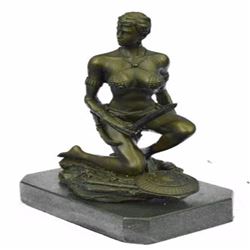 Amazon Nude Woman With Sword Bronze Statue