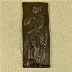Lady with Jug of Water Wall Mount Bronze Statue