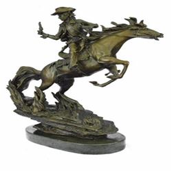 Cowboy with Gun Riding Horse Old West Art Deco Bronze Figurine