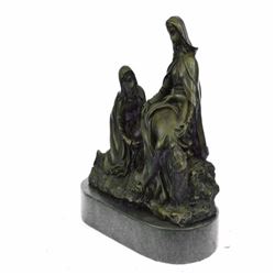The Lamentation of Christ Jesus With Virgin Mary and Saint Mary Magdalene Bronze Sculpture