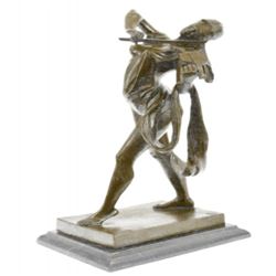Nude Blindfold Female Violin Player Bronze Sculpture