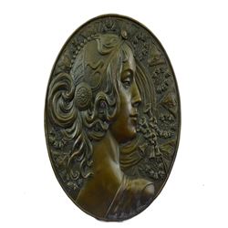 Relief of Woman Wall Mount Bronze Sculpture