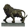 Image 1 : Angry Hungry Male Lion on Marble Base Bronze Sculpture
