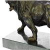 Image 4 : Angry Hungry Male Lion on Marble Base Bronze Sculpture