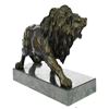Image 6 : Angry Hungry Male Lion on Marble Base Bronze Sculpture