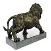 Image 8 : Angry Hungry Male Lion on Marble Base Bronze Sculpture