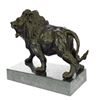 Image 9 : Angry Hungry Male Lion on Marble Base Bronze Sculpture