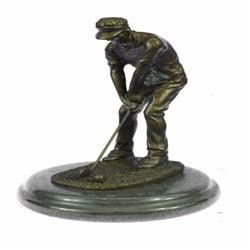 Golfer Bronze Sculpture on Marble Base Statue