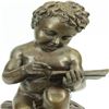 Image 2 : Nude Young Boy Reading Book Bronze Figurine