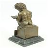 Image 4 : Nude Young Boy Reading Book Bronze Figurine