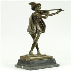 Dutch Female Banjo Player Bronze Sculpture