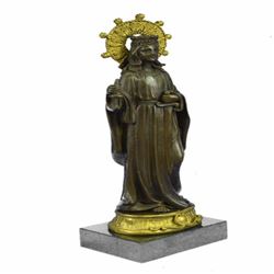 Gold Patina Crowned Virgin Mary Bronze Sculpture