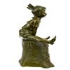 Image 2 : Girl on A Tree Stump Bronze Sculpture