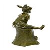 Image 3 : Girl on A Tree Stump Bronze Sculpture