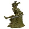 Image 5 : Girl on A Tree Stump Bronze Sculpture