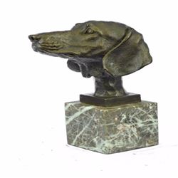 Labrador Puppy Bust Bronze Statue on Marble Base Sculpture
