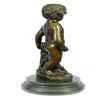 Image 8 : Nude Boy Holding Apple Bronze Sculpture