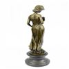 Image 3 : Young lady Gazes into a Flower Bronze Sculpture