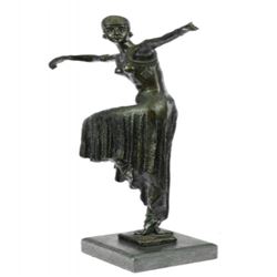 Turkish Dancer Bronze Sculpture on Marble Base Figurine
