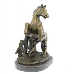Metal Rearing Wild Pony Equine Collectible Bronze Sculpture