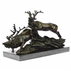 Trophy Hunter Caribou Elk Stag Buck Bronze Sculpture