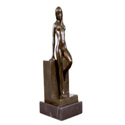 Nude Girl Erotic Art Deco Bronze Sculpture