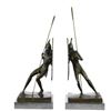 Image 1 : Pair Two Japanese Warrior with Shield Bronze Sculpture