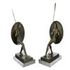 Image 3 : Pair Two Japanese Warrior with Shield Bronze Sculpture