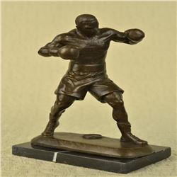 Boxing Champ Boxer Bronze Sculpture on Marble Base Statue