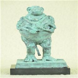 Abstract Baboon and Young Green Patina Bronze Sculpture